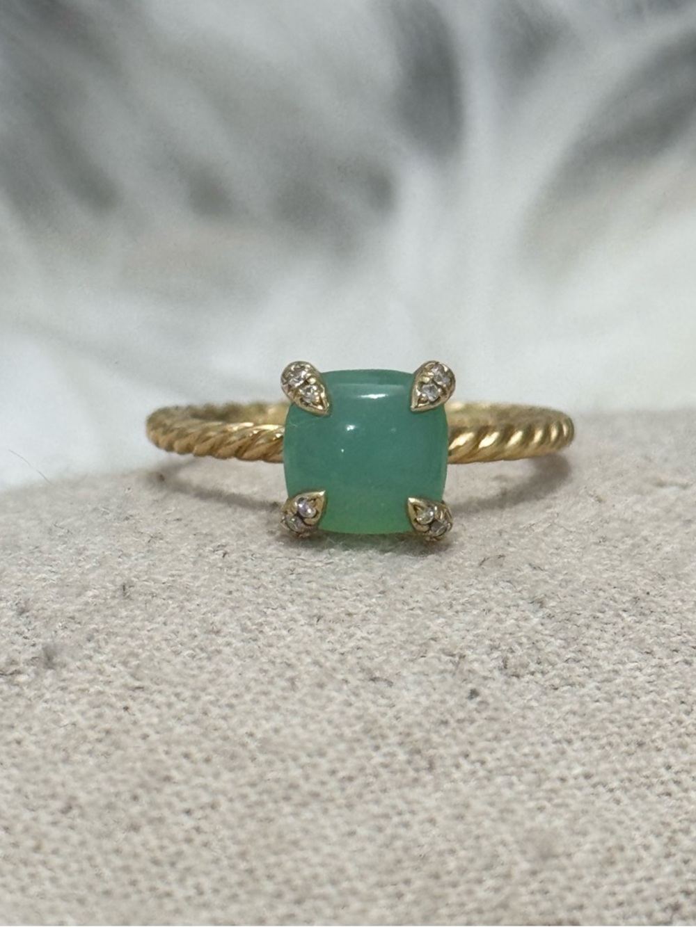 David Yurman 18K Gold Chrysoprase Diamond Chatelaine Ring - Picture 11 of 11